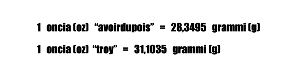 quanti grammi sono un'oncia conversione oncia avoirdupois e oncia troy in grammi